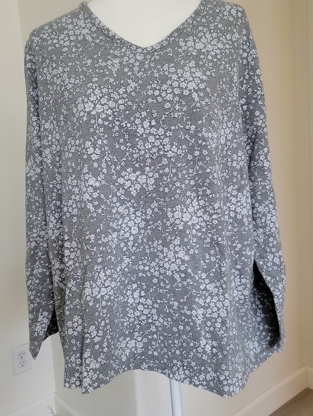 Land's End Gray, 3/4 Sleeve Tunic Top. SZ 2X
